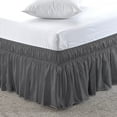 thumbnail image 1 of Microfiber Wrap-Around Bed Skirt, 15" Inch Drop Tailored & Easy Fit with Elastic, 100% Polyester Fabric Wrinkle-Free, Ruffle Gathered Bedskirt for Twin Size Bed - Dark Grey Solid., 1 of 5