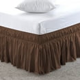 thumbnail image 1 of Microfiber Wrap-Around Bed Skirt, 18" Inch Drop Tailored & Easy Fit with Elastic, 100% Polyester Fabric Wrinkle-Free, Ruffle Gathered Bedskirt for King Size Bed - Chocolate Solid., 1 of 5