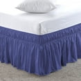 thumbnail image 1 of Microfiber Wrap-Around Bed Skirt, 22" Inch Drop Tailored & Easy Fit with Elastic, 100% Polyester Fabric Wrinkle-Free, Ruffle Gathered Bedskirt for Full Size Bed - Royal Blue Solid., 1 of 5