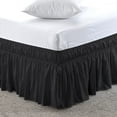 thumbnail image 1 of Microfiber Wrap-Around Bed Skirt, 30" Inch Drop Tailored & Easy Fit with Elastic, 100% Polyester Fabric Wrinkle-Free, Ruffle Gathered Bedskirt for Queen Size Bed - Black Solid., 1 of 5