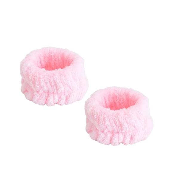 Microfiber Wrist Wash Bands Absorbent Spa Wristbands for Face Washing and Skincare Routine 3x2 Inch Pink