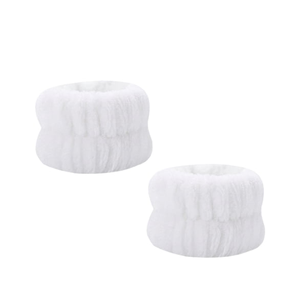 Microfiber Wrist Wash Bands Absorbent Spa Wristbands for Face Washing and Skincare Routine 3x2 Inch White