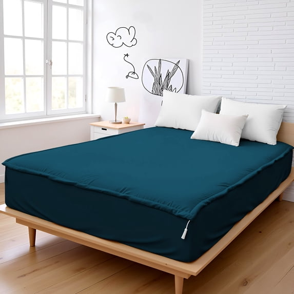 Microfiber Zipper Fitted Sheet Cal King Size 72X84 - Includes 2 Zip On Sheets +1 Bottom Fitted Base - Fit's 16” In Deep Pocket - Easy to Change,Soft,Smooth -Fitted Sheet - Teal Color