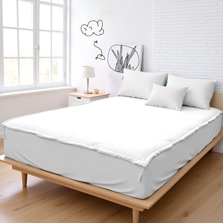 Microfiber Zipper Fitted Sheet Cal King Size 72X84 - Includes 2 Zip On Sheets +1 Bottom Fitted Base - Fit's 16” In Deep Pocket - Easy to Change,Soft,Smooth -Fitted Sheet - White Color