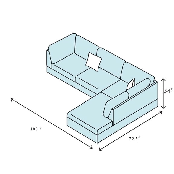 Microfiber and Faux Leather Sectional / Enhance Home Style in Host-Guest Meeting Space