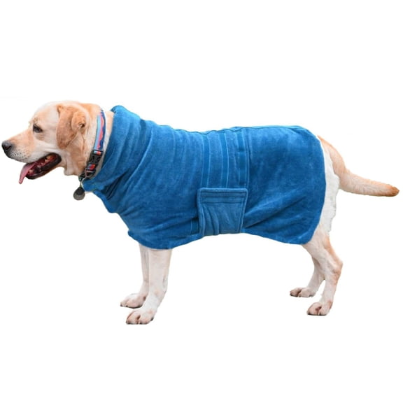 Microfibre Dog Bathrobe Dog Towel Wrap Super Absorbent Dog Drying Coat Bath Robe for Puppy, Medium & Large Dogs, Fast Drying, Adjustable, for Pet Dogs & Cats