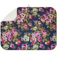 thumbnail image 1 of Microfibre Drying Mat for Kitchen Navy Floral Print Dish Drying Drainer Mat Absorbent Pioneer Drying Mat Washing Up for Glass, Plate & Cup18inch X 24inch, 1 of 5