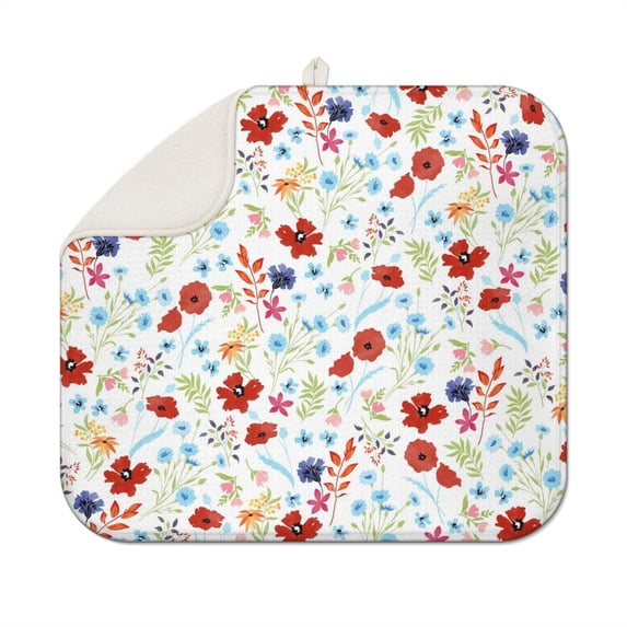 Microfibre Drying Mat for Kitchen Pioneer Dish Drying Drainer Mat Absorbent Colorful Floral Drying Mat Washing Up for Glass, Plate & Cup 16inch X 18inch
