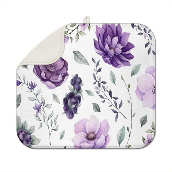 Microfibre Drying Mat for Kitchen Pioneer Dish Drying Drainer Mat Absorbent Colorful Floral Drying Mat Washing Up for Glass, Plate & Cup 16inch X 18inch