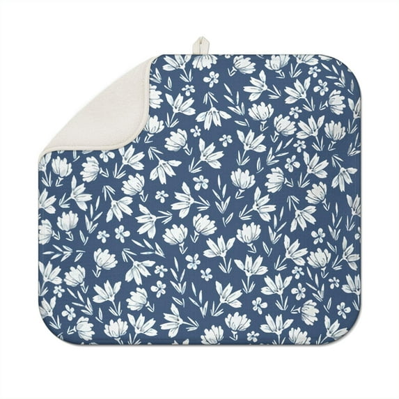 Microfibre Drying Mat for Kitchen Pioneer Dish Drying Drainer Mat Absorbent Colorful Floral Drying Mat Washing Up for Glass, Plate & Cup 16inch X 18inch
