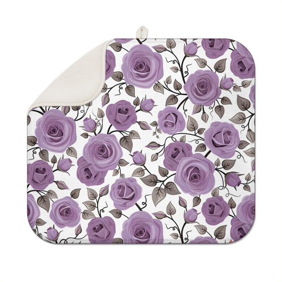 Microfibre Drying Mat for Kitchen Pioneer Dish Drying Drainer Mat Absorbent Colorful Floral Drying Mat Washing Up for Glass, Plate & Cup 16inch X 18inch