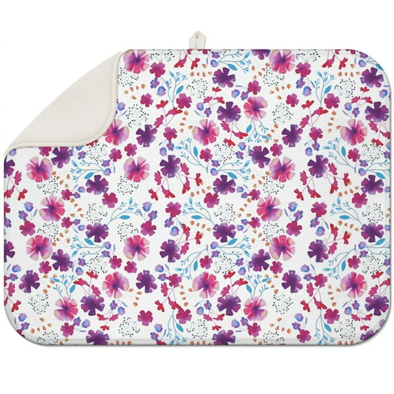 Microfibre Drying Mat for Kitchen Pioneer Dish Drying Drainer Mat Absorbent Colorful Floral Drying Mat Washing Up for Glass, Plate & Cup 18inch X 24inch
