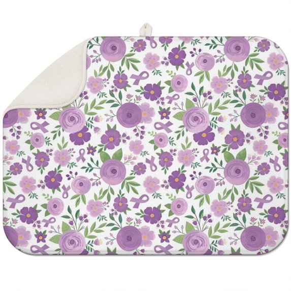 Microfibre Drying Mat for Kitchen Pioneer Dish Drying Drainer Mat Absorbent Colorful Floral Drying Mat Washing Up for Glass, Plate & Cup 18inch X 24inch