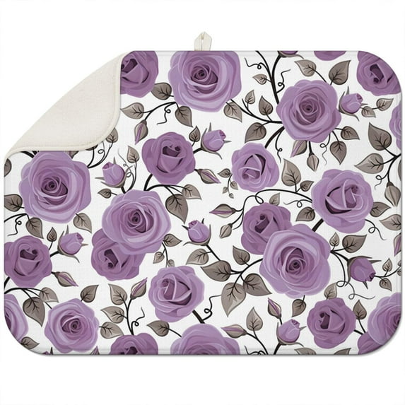 Microfibre Drying Mat for Kitchen Pioneer Dish Drying Drainer Mat Absorbent Colorful Floral Drying Mat Washing Up for Glass, Plate & Cup 18inch X 24inch