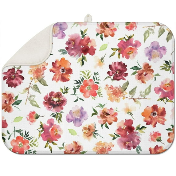 Microfibre Drying Mat for Kitchen Pioneer Dish Drying Drainer Mat Absorbent Colorful Floral Drying Mat Washing Up for Glass, Plate & Cup 18inch X 24inch