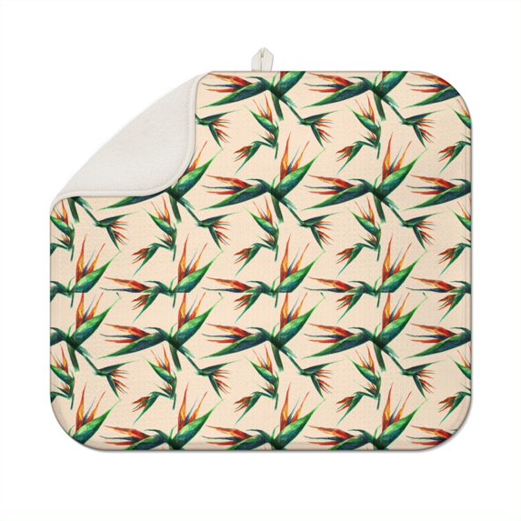 Microfibre Drying Mat for Kitchen Bird Of Paradise Dish Drying Drainer Mat Absorbent Drying Mat Washing Up for Glass, Plate & Cup 16inch X 18inch