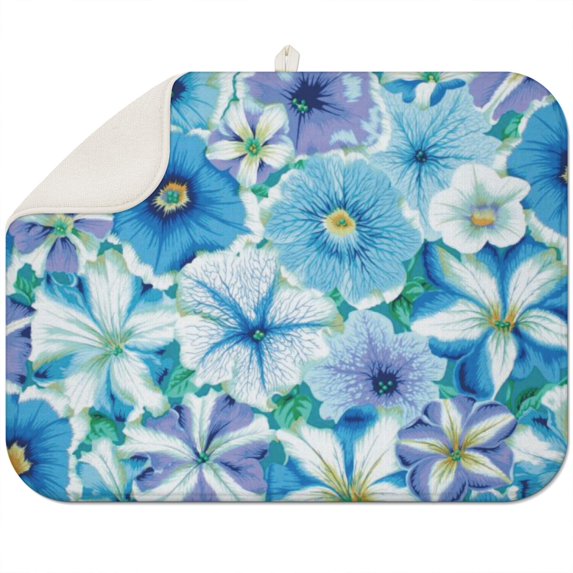 Microfibre Drying Mat for Kitchen Petunias-01 Dish Drying Drainer Mat Absorbent Drying Mat Washing Up for Glass, Plate & Cup 16inch X 18inch