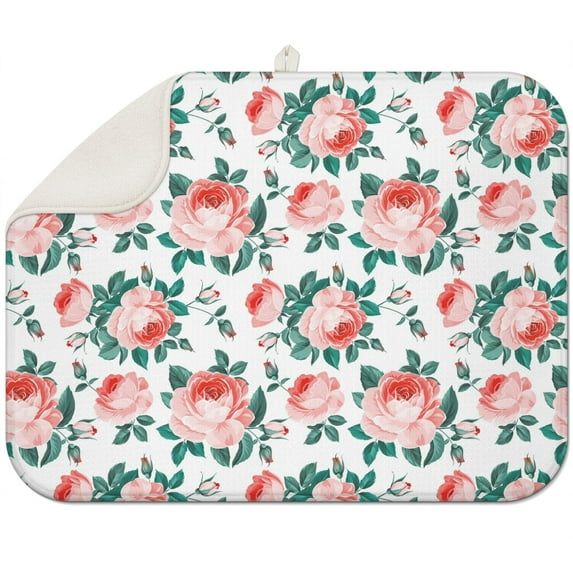Microfibre Drying Mat for Kitchen Rose Repeat Dish Drying Drainer Mat Absorbent Pioneer Drying Mat Washing Up for Glass, Plate & Cup 18inch X 24inch
