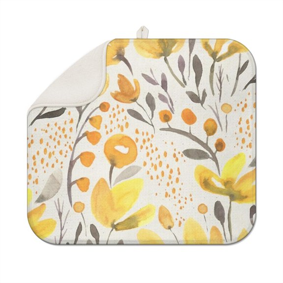 Microfibre Drying Mat for Kitchen Yellow Field Dish Drying Drainer Mat Absorbent Drying Mat Washing Up for Glass, Plate & Cup 16inch X 18inch