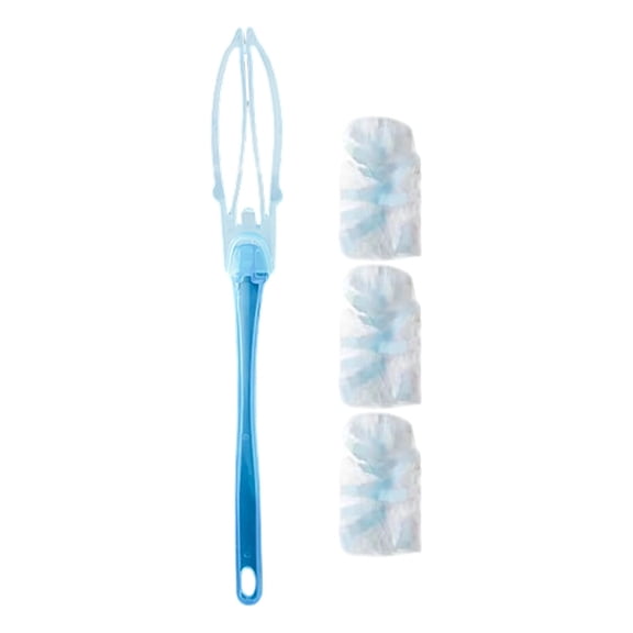 Microfibre Dust Cleaner Set, 1 Handle with 3 Replacement Pads, 14.17" Electrostatic Duster, Portable Static Dust Brush for Cleaning Electronics, Furniture, Blinds and Ceiling Fans,Light blue
