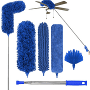 Microfibre Duster for High Ceilings, Duster for Cleaning Fan Cobweb, 100" Telescopic Extension Pole Kit, Reusable Duster, Washable Lightweight Duster for Ceiling Fan Webs, Blinds