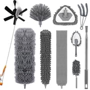 cisilov Dusters for Cleaning with 84" Extension Pole, Ceiling Fan Duster Cobweb Duster for High Ceilings, Washable Reusable Microfiber Duster Kit for for Ceiling Fan Webs, Blinds