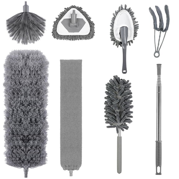 GARITIN Microfiber Duster Kit with 84" Extension Pole, Ceiling Fan Cleaner & Cobweb Duster for High Ceilings, Washable Reusable Duster Kit for for Ceiling Fan Webs, Blinds