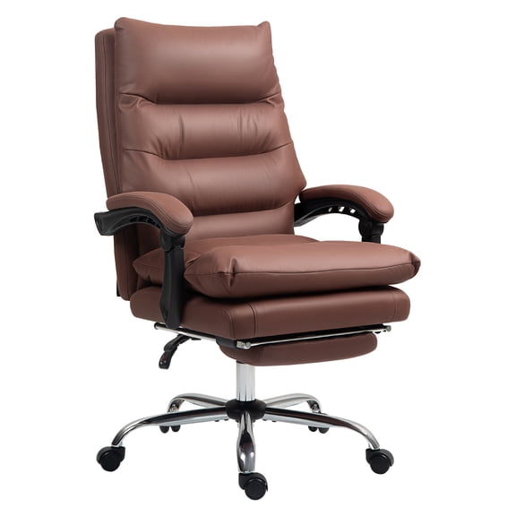 Microfibre Massage Office Chair, Heated Recliner with Footrest, Swivel, Coffee