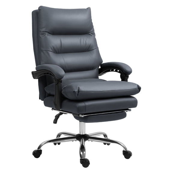 Microfibre Massage Office Chair, Heated Reclining Chair with Footrest, Swivel, Dark Gray