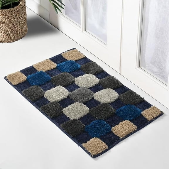 Microfibre Polyster Rectangular Door Mat Water Resistant Machine Washable Anti Skid Rug for Bedroom Kitchen Bathroom Home & Office Restaurant Hotel Multipurpose,40x60cm Grey Blue