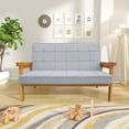 thumbnail image 1 of Microfibres fabric upholstered children leisure sofa with wood armrest, 1 of 9