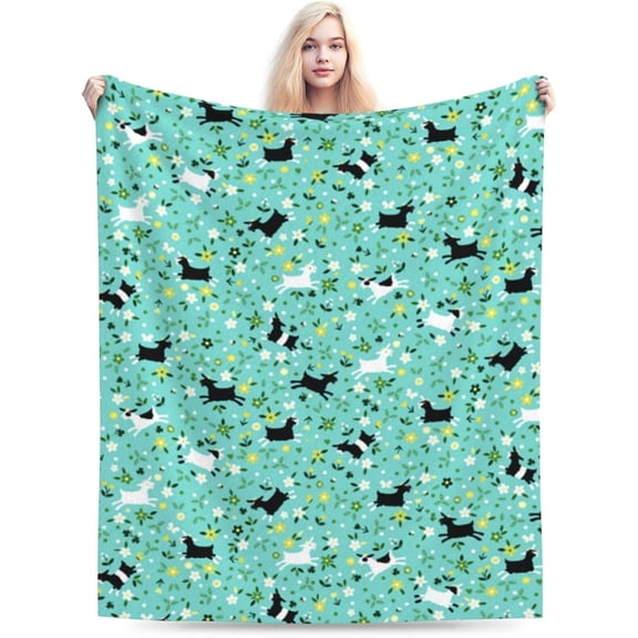 Microfleece Blanket Throw Blanket Goat Frolic Printed Ultra Soft Lightweight Cozy Warm Microfiber Fuzzy Blanket for Bed Couch Living Room All Seasons