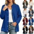 thumbnail image 1 of Microfleece Jackets for Women, Snap Button Down Stand Collar Long Sleeve, Fall Winter Casual Basic Outerwear S-3XL, 1 of 6
