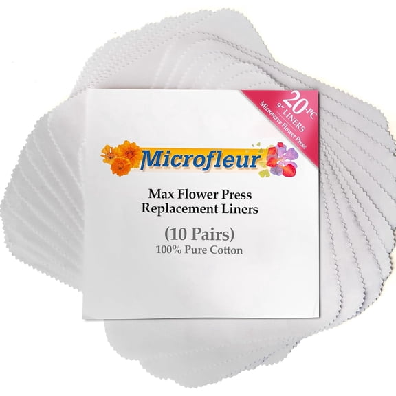 Microfleur Max White Liners for Microwave Flower Press 9" (23 cm) - 20 PC (10 Pair)