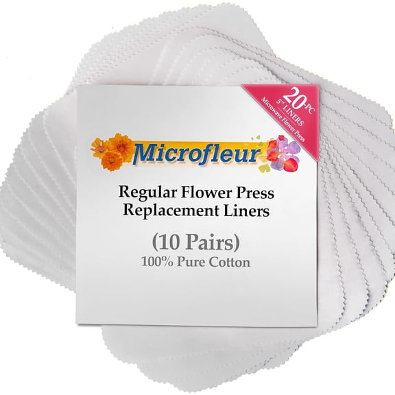 Microfleur Regular White Liners for Microwave Flower Press 5" (13 cm) - 20 PC (10 Pair)