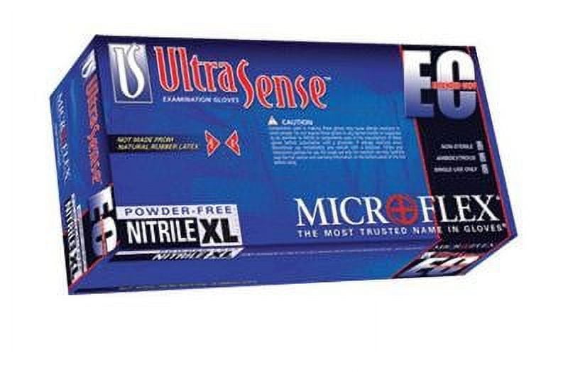 Microflex 2X Custom Blue 11.417'' UltraSense EC 3.5 mil Nitrile Ambidextrous Non-Sterile Medical Grade Powder-Free Disposable Gloves With Textured Finger Tip Finish And Extended Beaded Cuff (100