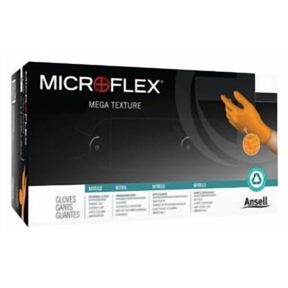 Microflex 93256070 CASE Mega Texture Small OrangeNitrile Gloves