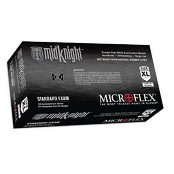 Microflex MK296L Midknight Black Nitrile Powder Free Gloves Large
