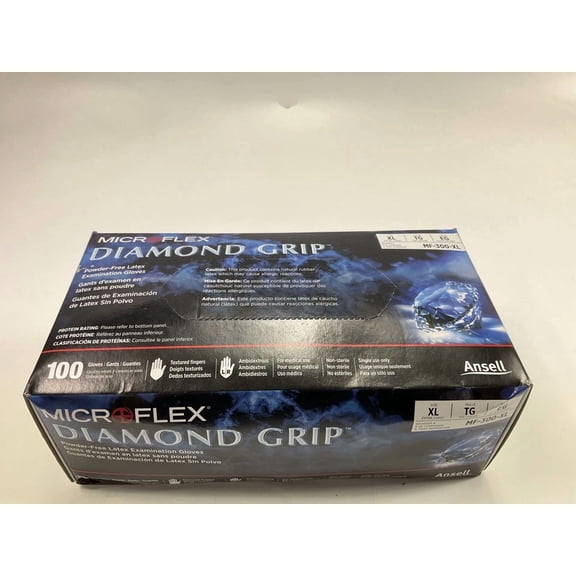 Microflex Mf-300-Xl Extra Large Diamond Grip Latex Gloves 100 Count