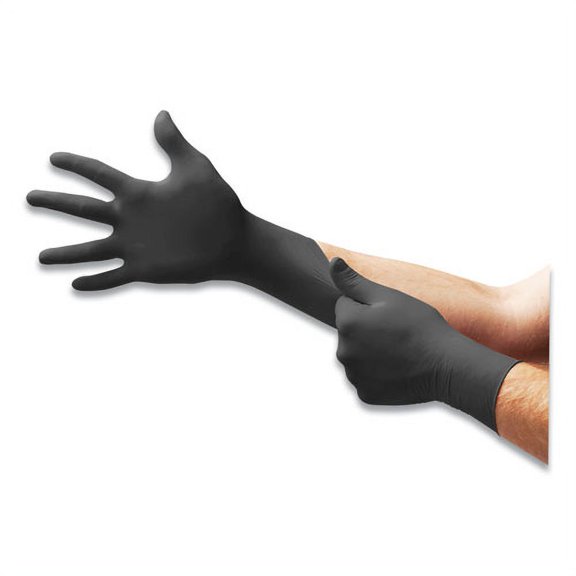 Microflex Midknight Powder-Free Nitrile Gloves, 4.7 Mil Palm, 5.9 Mil Fingers, 2x-Large, Black, 100/box | Bundle of 2 Boxes