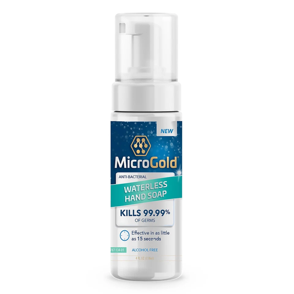 Microgold 4Oz Waterless Antibacterial Hand Soap Alcohol Free Foaming Sanitizer