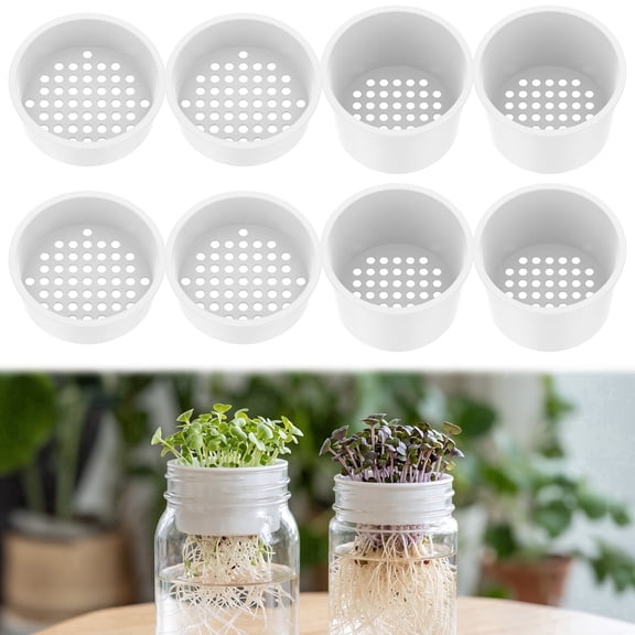 8 Pack Microgreens Growing Kit Compatible with Mason Jar Deep and Shallow Hydroponic Sprouting Tray for Indoor Gardening Easy Indoor Microgreens Grower for Kitchen Herb Gardening and Home Growing