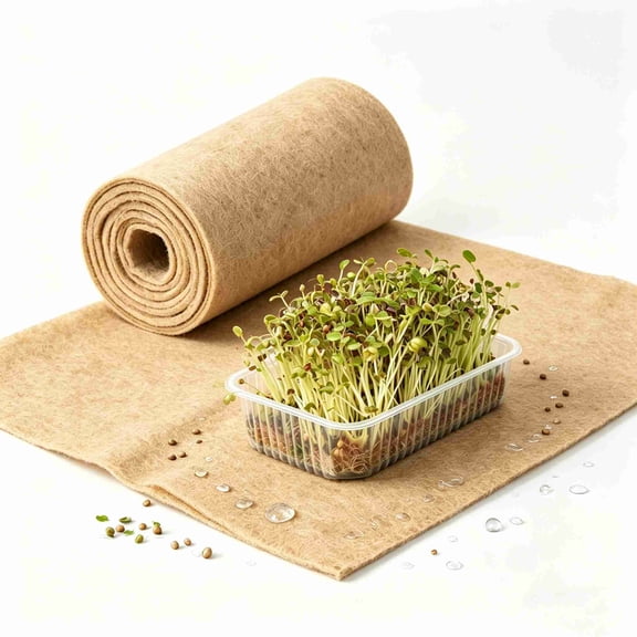 Microgreens Growing Mat Jute Fiber Grow Mats, 10" x 180" Hydroponic Grow Pads for Wheatgrass, Sprouts, Hydroponics Seed Starter Trays, Organic
