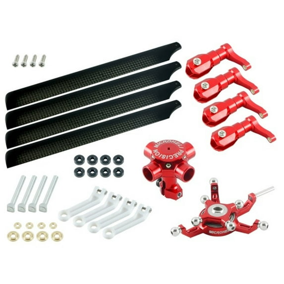 Microheli CNC Quad Carbon Fiber Blades Conversion set (RED) - BLADE 230S / V2 / Smart