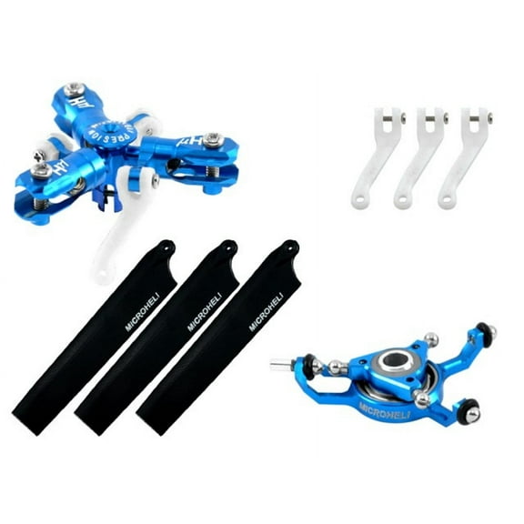 Microheli CNC Triple Black Blades Conversion set (BLUE) - BLADE MCPXBL / BL2