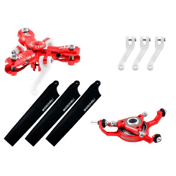 Microheli CNC Triple Black Blades Conversion set (RED) - BLADE MCPXBL / BL2