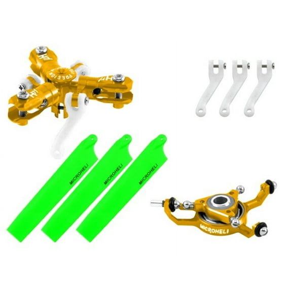 Microheli CNC Triple Green Blades Conversion set (GOLD) - BLADE MCPXBL / BL2