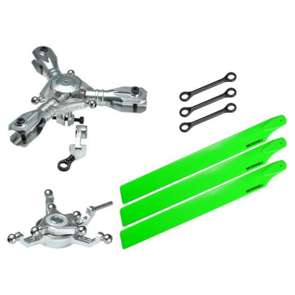 Microheli CNC Triple Green Plastic Blades Conversion set - BLADE 230S / V2 / Smart