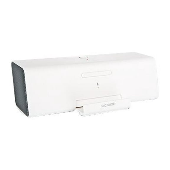 Microlab MD212 Wireless Bluetooth Portable Stereo Speaker w/ Microphone Rechargeable Battery Retractable Tray (White)