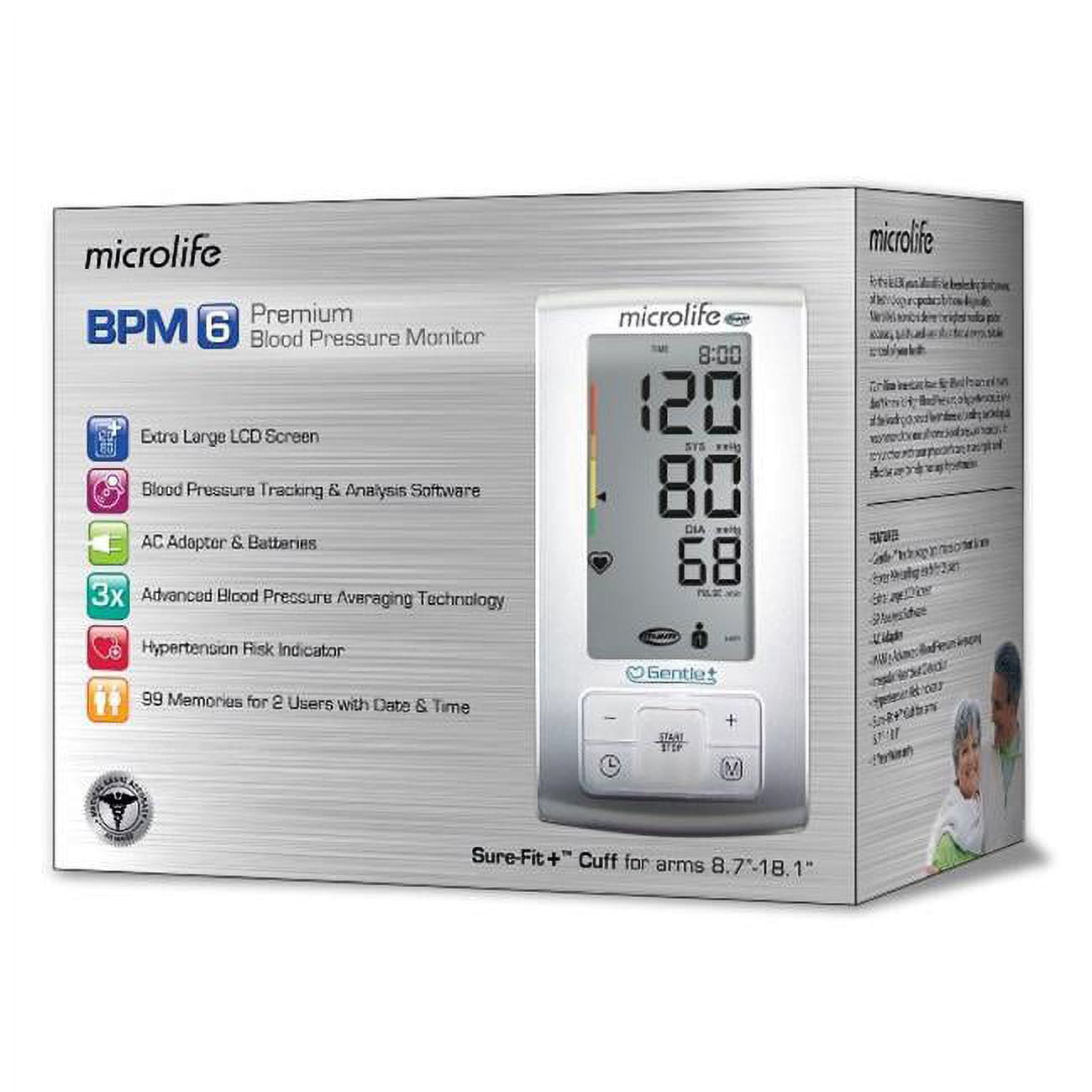 Microlife BPM6 Premium Blood Pressure Monitor, Upper Arm Cuff, Digital  Blood Pressure Machine with Tracking Software, Stores Up To 198 Readings  for